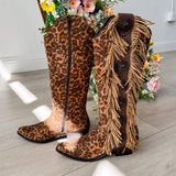 Rodeo Doll Fringe Boots in Leopard
