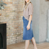 Rylin Raw Hem Midi Skirt