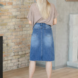 Rylin Raw Hem Midi Skirt
