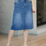Rylin Raw Hem Midi Skirt