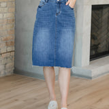 Rylin Raw Hem Midi Skirt