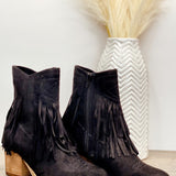 Sandra Fringe Booties in Black