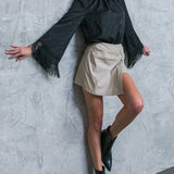 A STEP AHEAD FAUX LEATHER SKORT