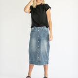 Skylar Button Front Midi Skirt