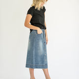 Skylar Button Front Midi Skirt