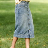 Skylar Button Front Midi Skirt