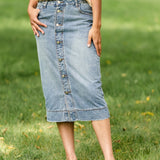 Skylar Button Front Midi Skirt