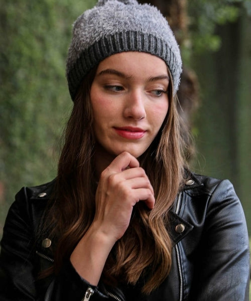 Soft Furry Pom Knit Beanie