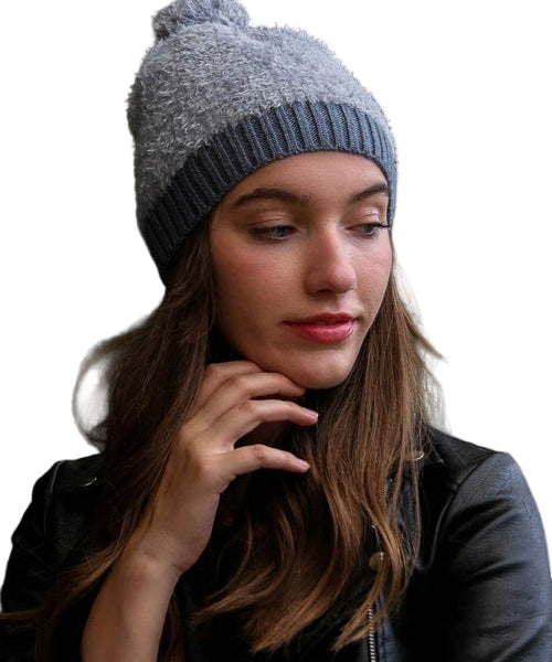 Soft Furry Pom Knit Beanie