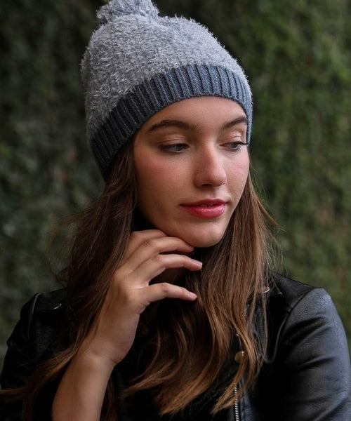Soft Furry Pom Knit Beanie