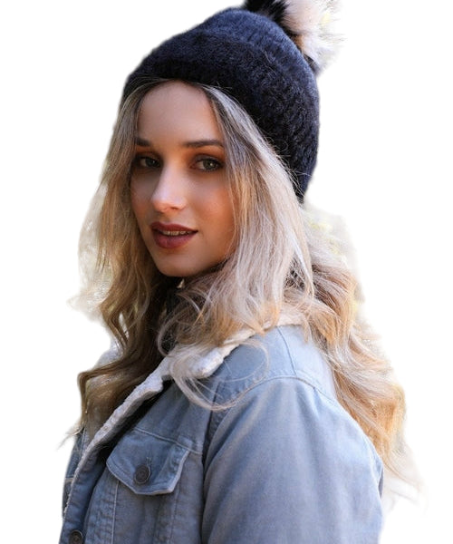 Soft Mohair Pom Beanie