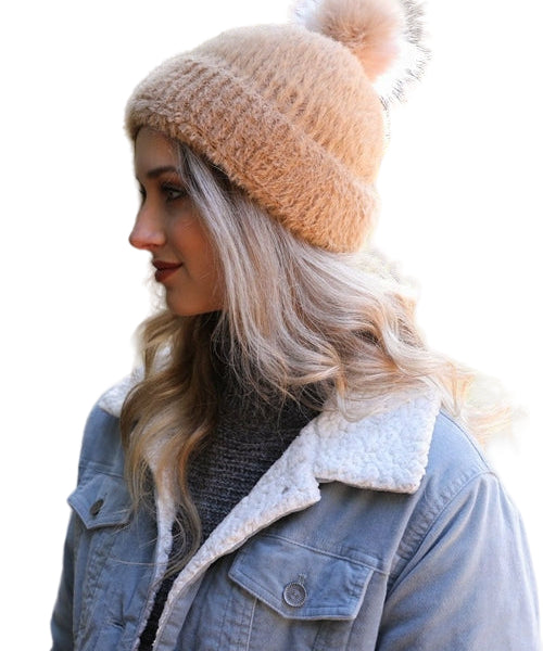 Soft Mohair Pom Beanie