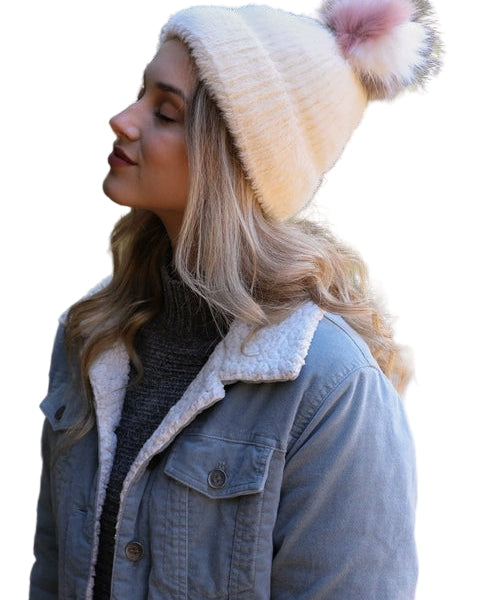 Soft Mohair Pom Beanie