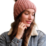 Soft Rib Knit Pom Beanie