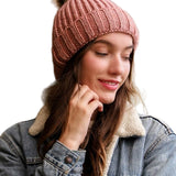 Soft Rib Knit Pom Beanie