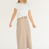 Stella Simply Taupe Denim Maxi Skirt