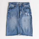 Tiana Distressed Denim Midi Skirt - FINAL SALE