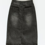 Tiffany Black Denim Midi Skirt