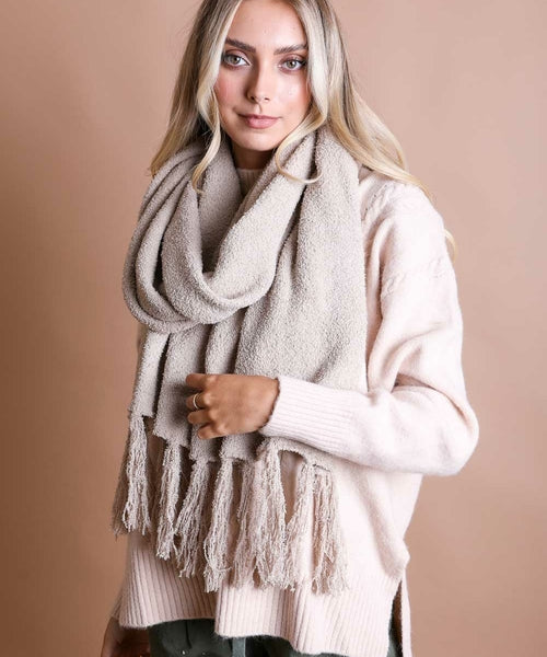 Ultra-Soft Boucle Tassel Scarf