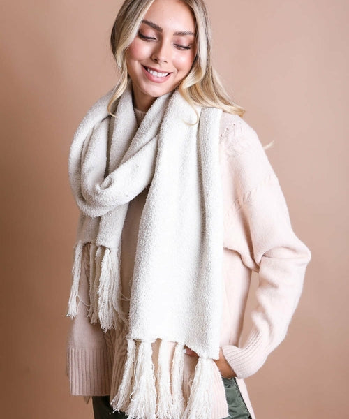 Ultra-Soft Boucle Tassel Scarf
