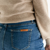 Zana Front Button Denim Midi Skirt
