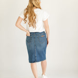Zana Front Button Denim Midi Skirt