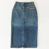 Zana Front Button Denim Midi Skirt